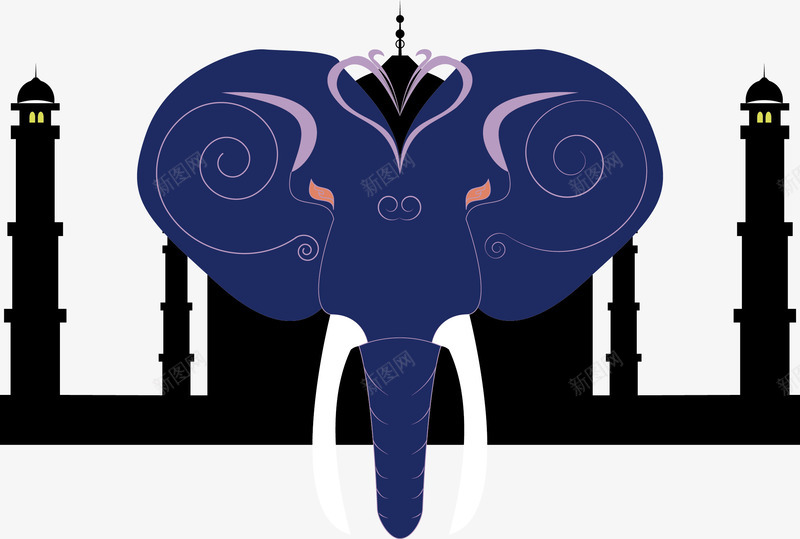 大象头装饰图案logo图标png_新图网 https://ixintu.com logo 免抠素材 卡通手绘 大象 大象头