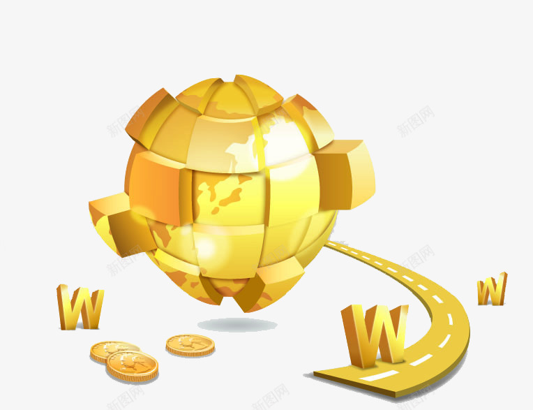 金色3D经济元素png免抠素材_新图网 https://ixintu.com 元素 模型 质感 金色 金融