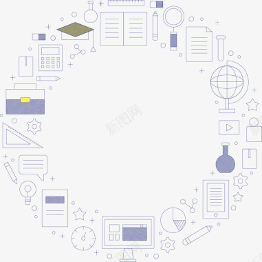 教育行业图标边框矢量图图标