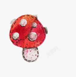 手绘水粉蘑菇玩具素材