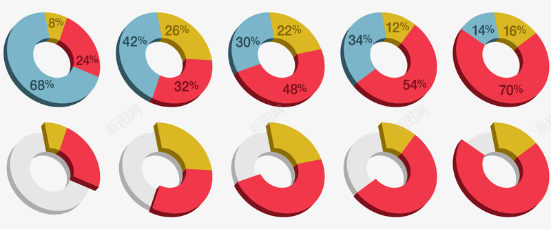 圆形立体统计图表矢量图eps免抠素材_新图网 https://ixintu.com 分析 圆形 形象图表 数据分析 男女比例 立体 矢量图