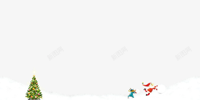 圣诞老人滚雪球png免抠素材_新图网 https://ixintu.com 圣诞树 圣诞老人 滚雪球 白色 绿色 雪 雪球