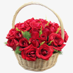 红色花篮鲜花束玫瑰花花篮高清图片