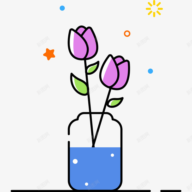 紫色植物花朵郁金香元素矢量图图标eps_新图网 https://ixintu.com 卡通图标 植物 紫色 纹理 自然 花朵 花瓶 花纹 蓝色 矢量图