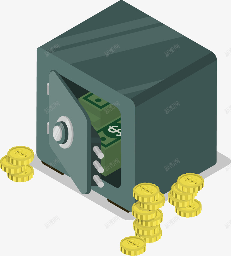 小金库的钱矢量图ai免抠素材_新图网 https://ixintu.com 卡通 实用 小金库 工具 灰色 物品 矢量图