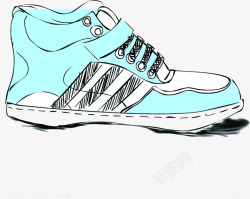 蓝色卡通手绘运动鞋开学季素材