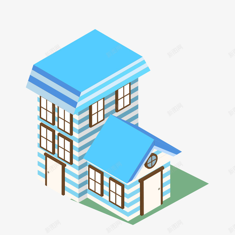 蓝色房顶户外3D模型png免抠素材_新图网 https://ixintu.com 3D建筑卡通设计 3D户外建筑设计 卡通3D房屋装饰 手绘地标建筑设计 清新3D图形设计 蓝色房顶