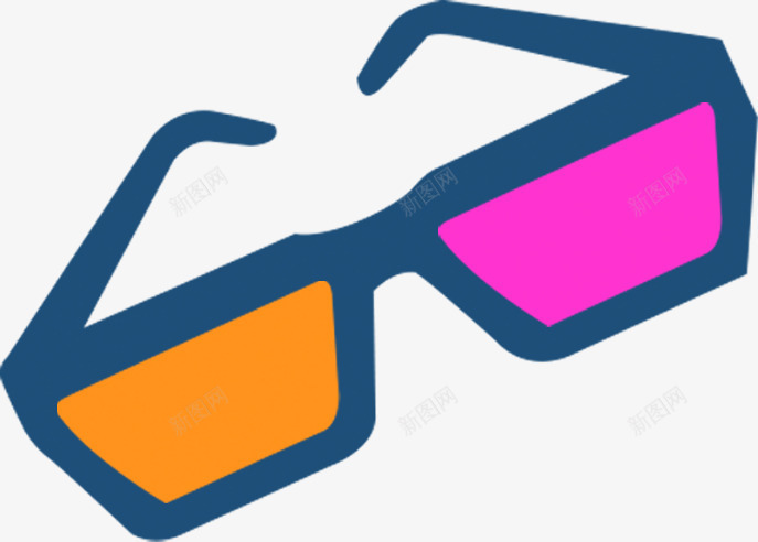 彩色立体手绘3D眼镜png免抠素材_新图网 https://ixintu.com 3d 彩色 眼镜 立体