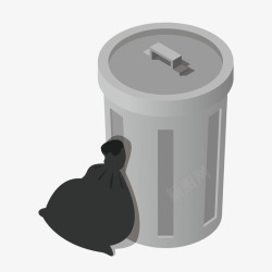 垃圾桶插画灰色圆弧垃圾桶元素矢量图高清图片