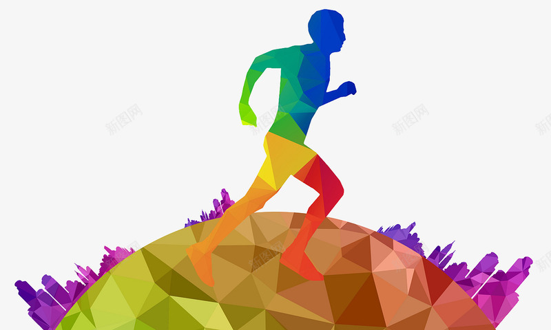 彩色跑步人物png免抠素材_新图网 https://ixintu.com 不规则图形 地球 跑步人物 运动 锻炼