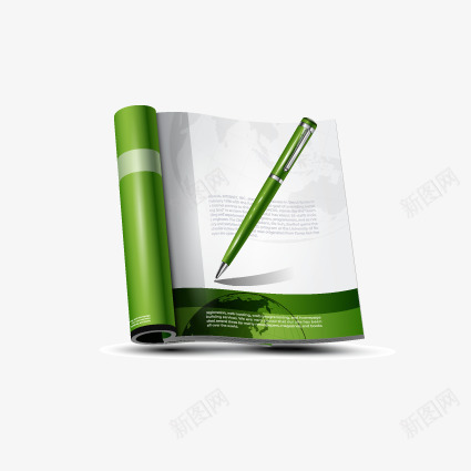 绿色的钢笔图标psd_新图网 https://ixintu.com UI图标 书 互联网 创意图标 图案 扁平化图标 立体化图标 笔 绿色质感图标
