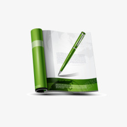 书和笔绿色的钢笔图标高清图片