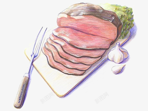 牛肉png免抠素材_新图网 https://ixintu.com 刀叉 卡通 大蒜 手绘 料理 料理插图 西餐