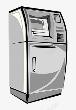 自助取票机手绘灰色ATM取款机高清图片
