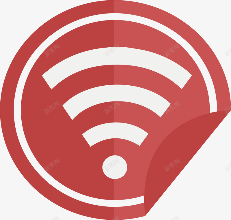 红色折角wifi信号矢量图eps免抠素材_新图网 https://ixintu.com 免费wifi 矢量素材 红色网络信号 网络信号 矢量图