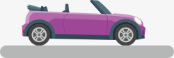 卡通复古敞篷紫色汽车素材