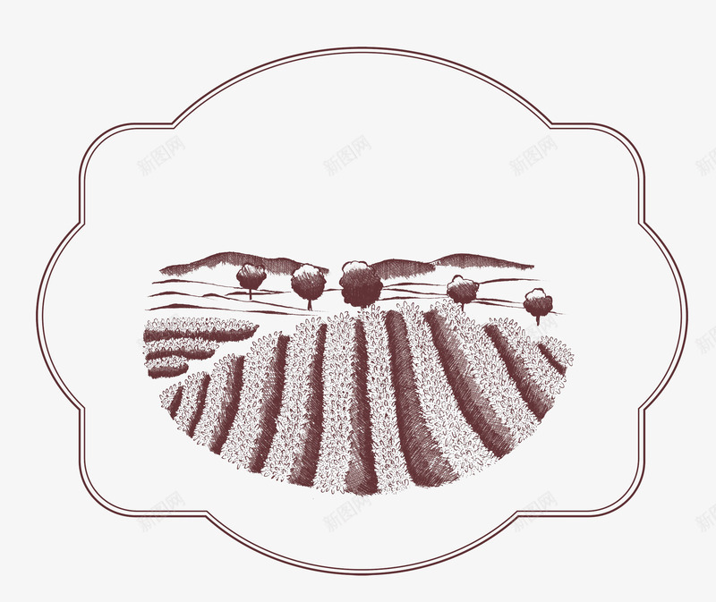 复古大气装饰手绘葡萄园图png免抠素材_新图网 https://ixintu.com 手绘葡萄 手绘葡萄园 手绘葡萄藤 植物 葡萄叶 葡萄树