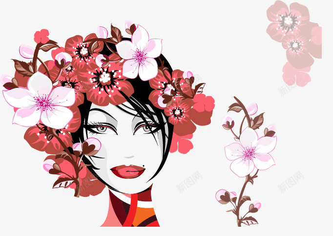 创意人物头部png免抠素材_新图网 https://ixintu.com 创意头部卡通人物装饰花卉女人剪影人物形象图片