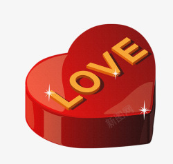 LOVE红色爱心礼盒素材