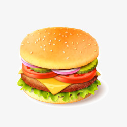 卡通牛肉汉堡食物矢量图素材