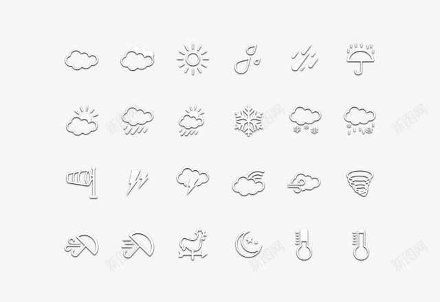 白色图标psd_新图网 https://ixintu.com app ui 天气 气候