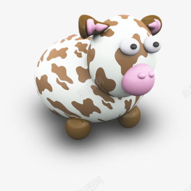 小牛陶瓷风格3D卡通小动物图标图标