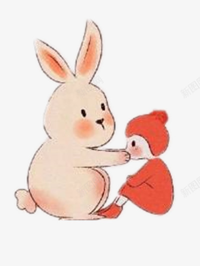 兔妈妈和小兔png免抠素材_新图网 https://ixintu.com 亲情 关爱 动物 红色
