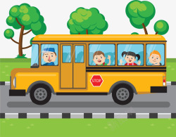 排队坐开学季坐校车上学矢量图高清图片