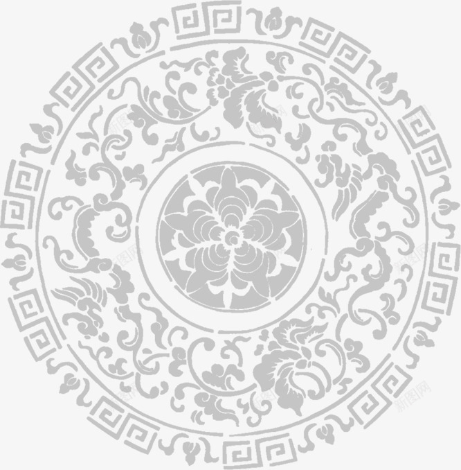 中国风灰色花纹图标png_新图网 https://ixintu.com 国风 图标 灰色 花纹