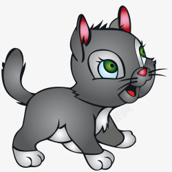 走路的猫咪灰色小猫高清图片