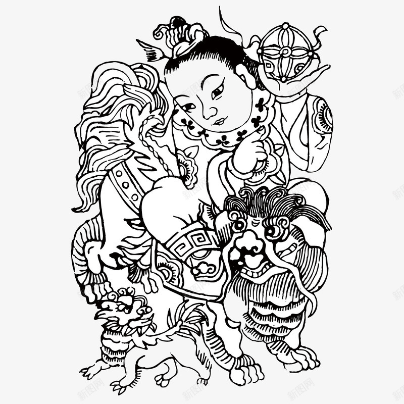 复古人物png免抠素材_新图网 https://ixintu.com 中国风 卡通形象 古风 复古 水彩 素描 黑色