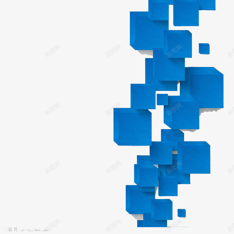 方块漂浮图案png免抠素材_新图网 https://ixintu.com 不规则图案大图 方块漂浮图案 正方体 蓝色