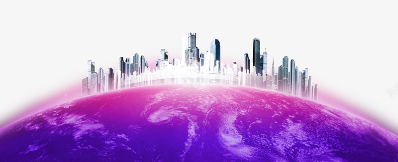 紫色地球上的建筑物png免抠素材_新图网 https://ixintu.com 建筑 房子 紫色 紫色地球 高楼大厦
