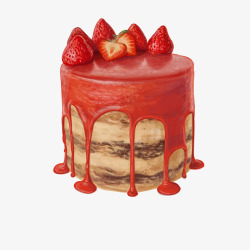 3D逼真桶装水草莓蛋糕矢量图高清图片