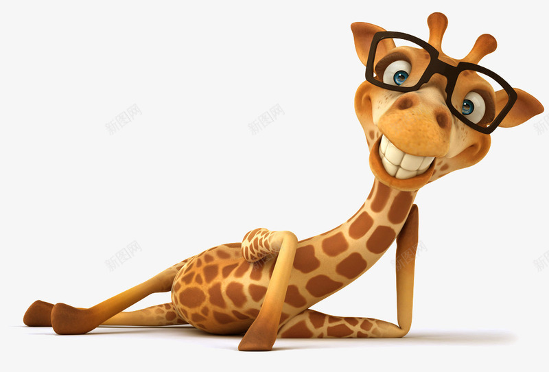 妩媚的长颈鹿png免抠素材_新图网 https://ixintu.com 3D 卡通 眼镜 长颈鹿