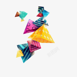 彩绘三角形彩色矩形元素高清图片