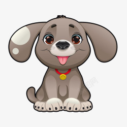摇尾巴的小狗灰色小狗卡通插画矢量图高清图片