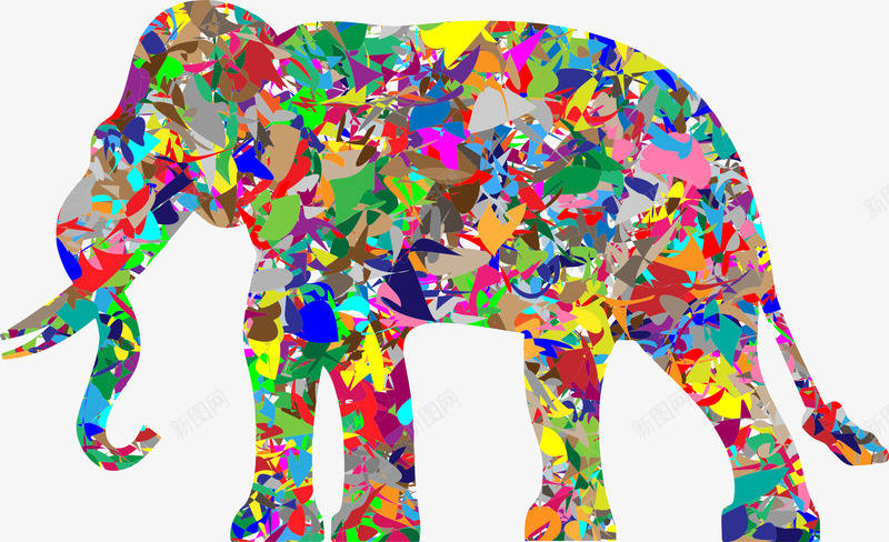 彩色大象png免抠素材_新图网 https://ixintu.com 动物 大象 彩色装饰 设计