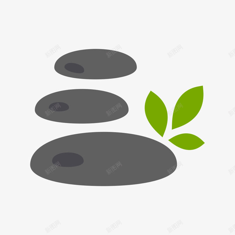 灰色石阶上的绿叶子png免抠素材_新图网 https://ixintu.com 卡通手绘 叶子 植物 石头 石阶 绿叶 装饰图
