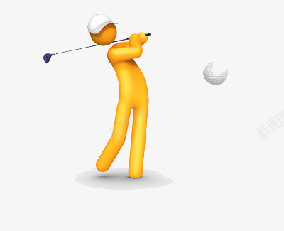 3d黄色小人在打高尔夫球png免抠素材_新图网 https://ixintu.com 3d 运动 高尔夫球 黄色小人