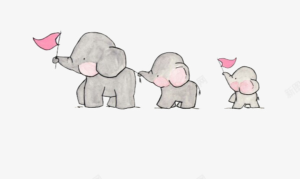 三只大象矢量图eps免抠素材_新图网 https://ixintu.com 创意 动物 大象 小象 矢量图
