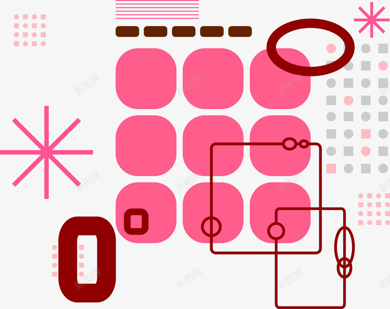 现代几何图案矢量图ai免抠素材_新图网 https://ixintu.com 不规则图形图案 几何 几何图案 包装设计素材 现代 粉色 装饰图案 矢量图