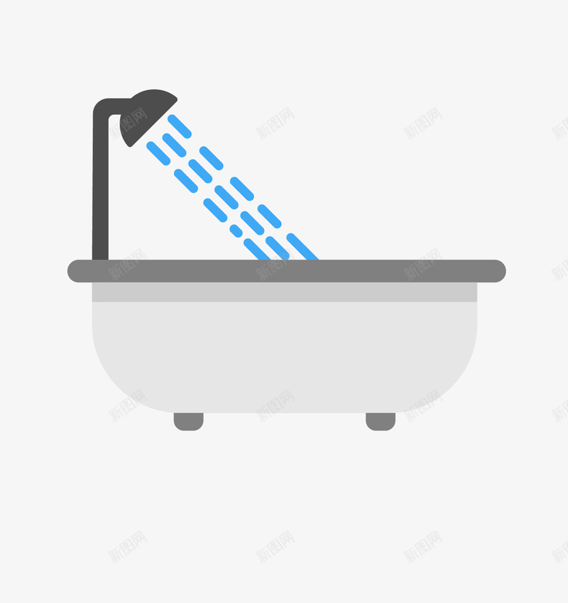 洗澡清洁护理图标png_新图网 https://ixintu.com 喷头 干净 打扫 打理 水流 水滴 沐浴 浴缸 清扫 清洁 清洁和护理相关UI图标 清理 澡盆