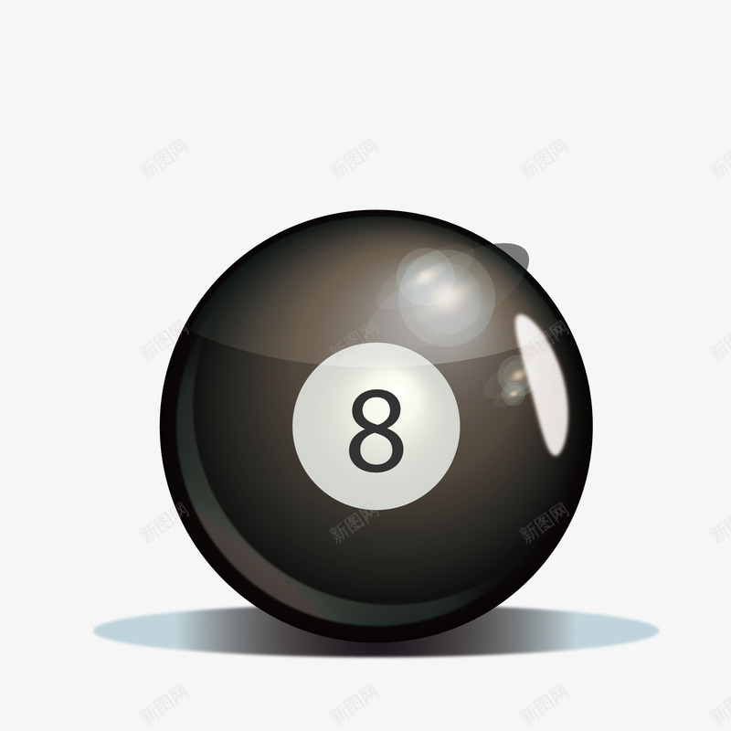 黑球8矢量图ai免抠素材_新图网 https://ixintu.com 3D 发光 台球 娱乐 矢量图