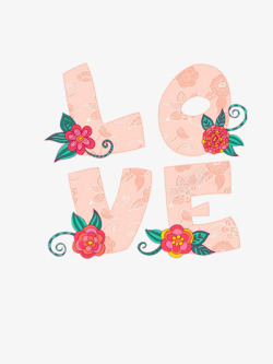 花卉装饰艺术字花朵装饰艺术字LOVE高清图片