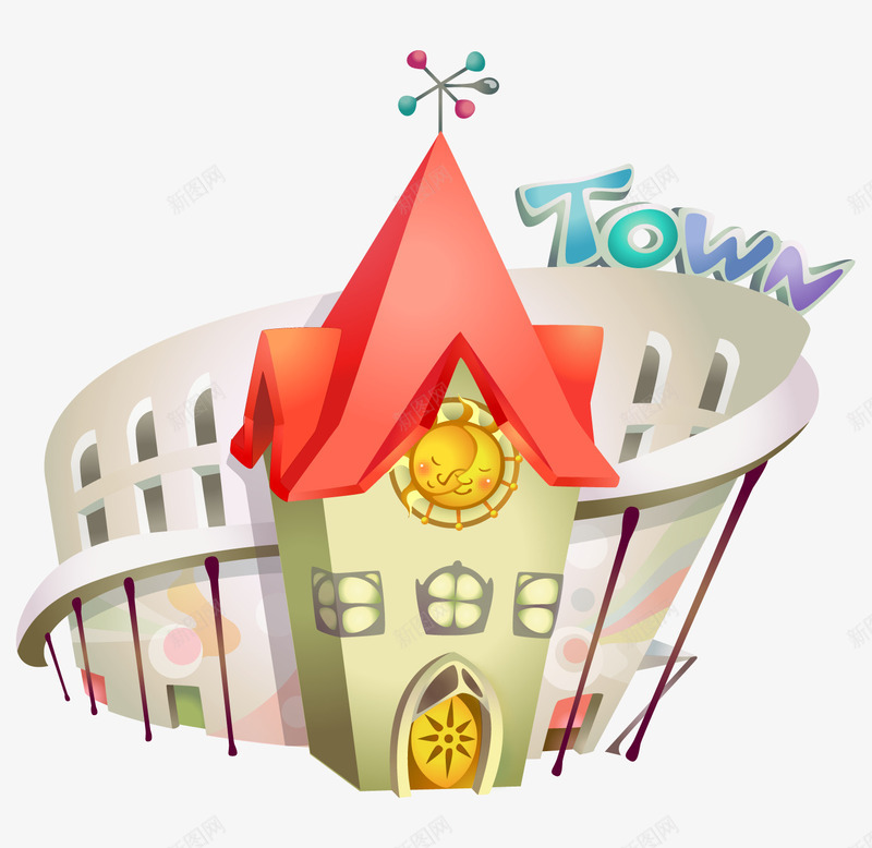 卡通商城png免抠素材_新图网 https://ixintu.com 卡通 卡通商场 卡通图案 卡通建筑 卡通装饰 房子
