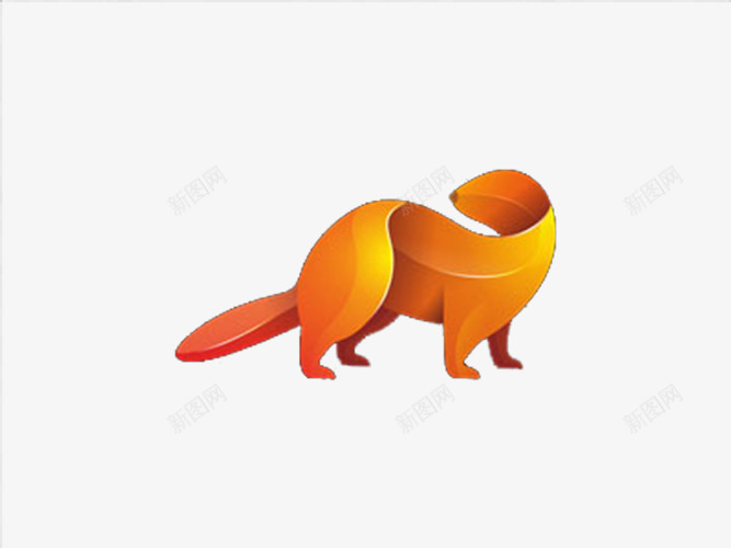 红橙色渐变动物回头图案图标png_新图网 https://ixintu.com logo设计 创意 大气