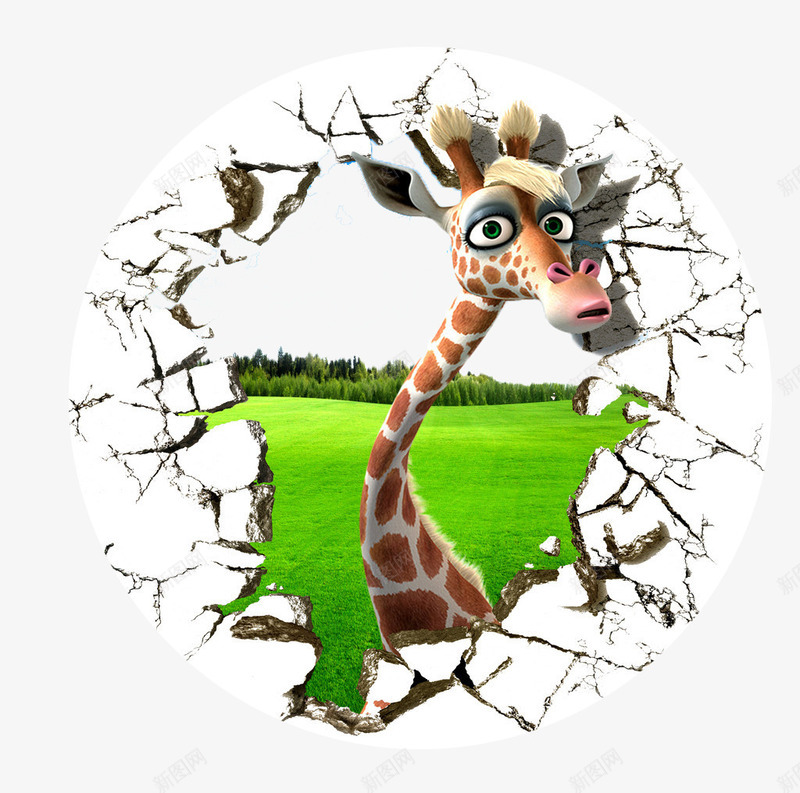 3d长颈鹿png免抠素材_新图网 https://ixintu.com 3D 动物 动物园 裂痕 长颈鹿
