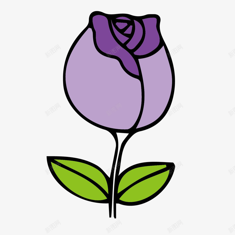 可爱的紫色玫瑰花矢量图ai免抠素材_新图网 https://ixintu.com 卡通 手绘 手绘植物 玫瑰花简笔画 简笔画 花朵设计 装饰图案 矢量图