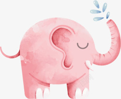 大象喷水粉红色卡通喷水大象矢量图高清图片